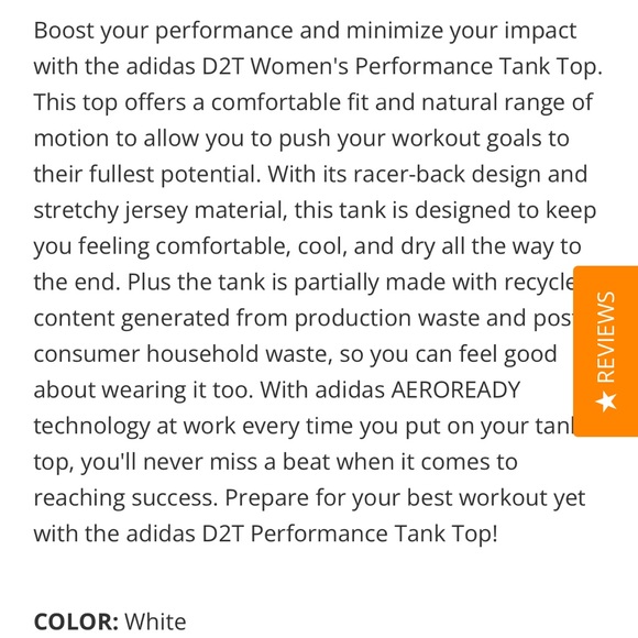 NWT!! ADIDAS D2T tank top, white size x-small - Picture 5 of 12